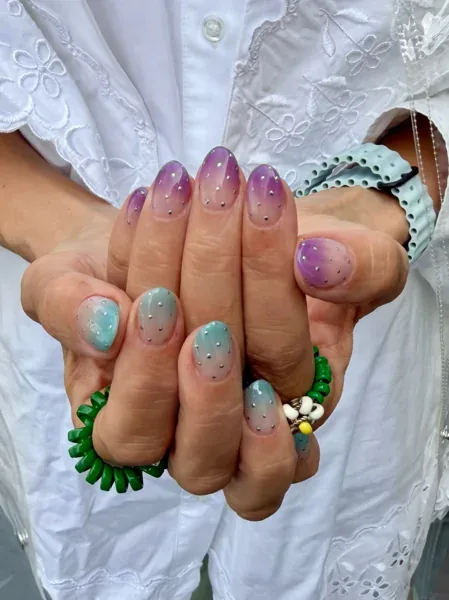 Ombre polka-dot nails